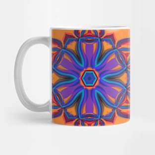 Cartoon Mandala Flower Orange Purple and Blue Mug